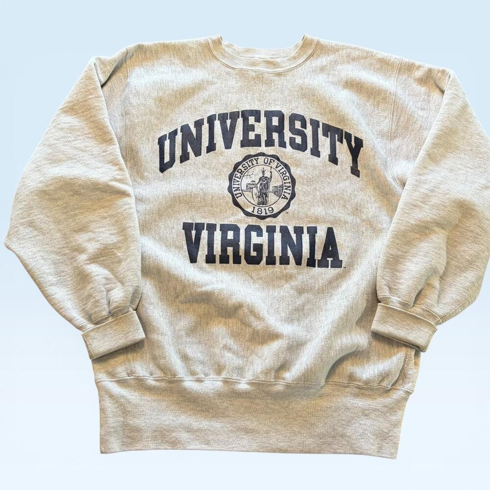 Vintage University Of Virginia Sweatshirt Mens XL Gray Champion Reverse Weave